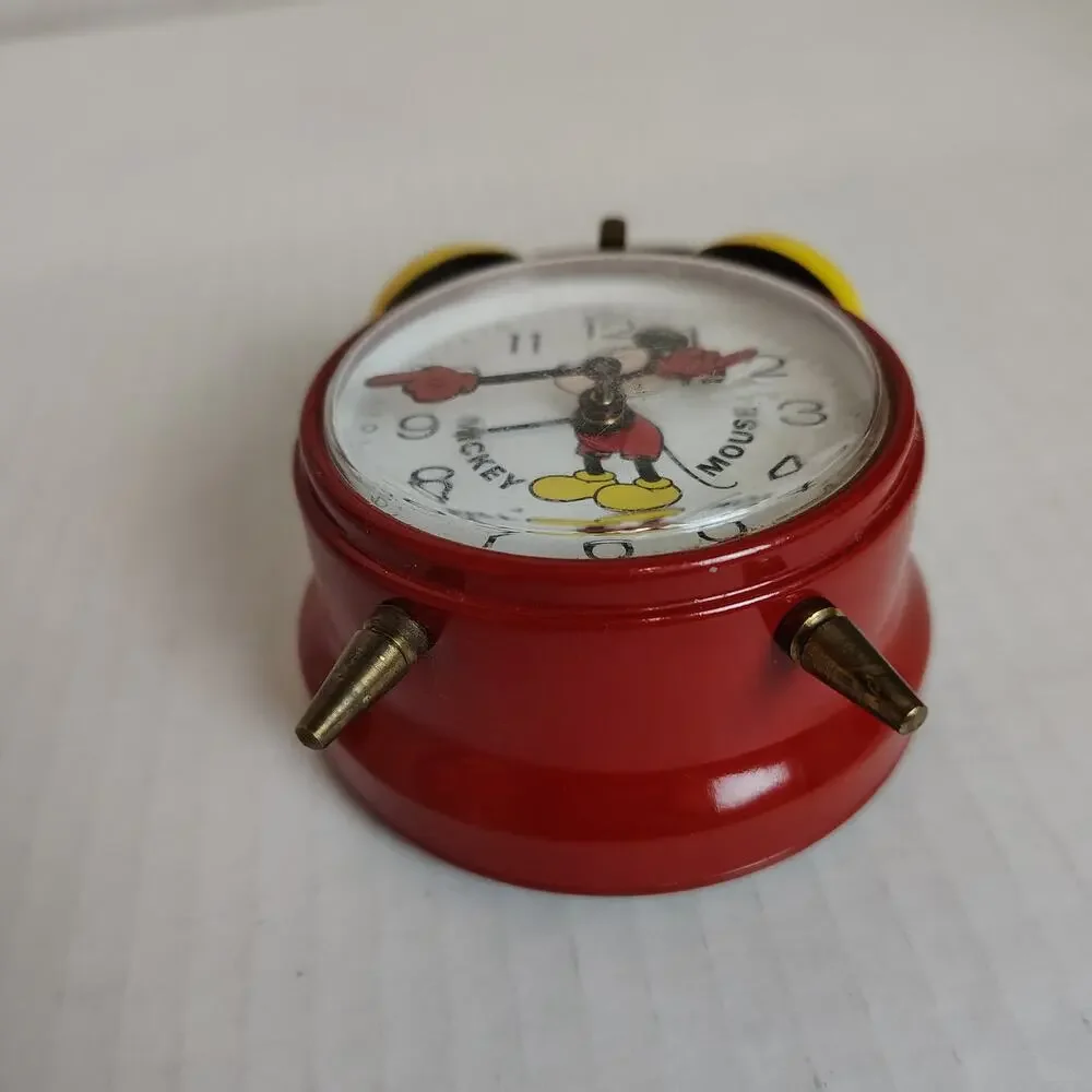 Vintage Bradley Mickey Mouse Wind Up Twin Bell Alarm Clock West Germany Untested
